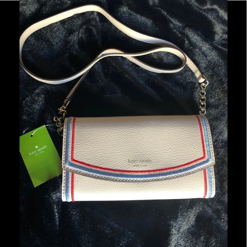 NWT KATE SPADE  Eva Embroidered Wallet On A Chain